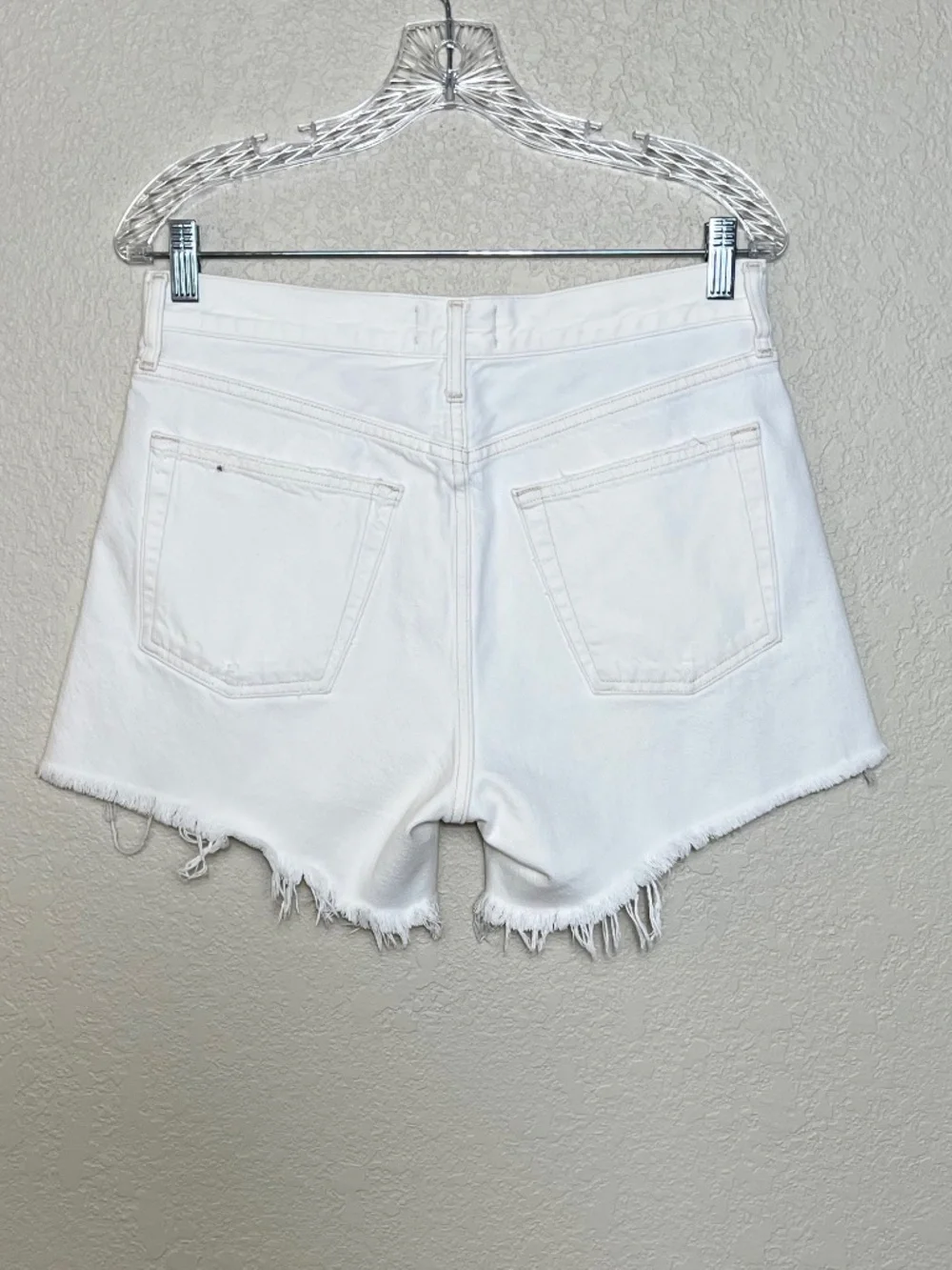Agolde Parker Long Distressed Denim Cut-Off Shorts
